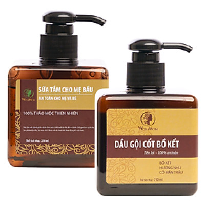 Bộ dưỡng thơm tho body và làm sạch cơ thể Wonmom ( 1 dầu gội cốt bồ kết + 1 sữa tắm thảo dược )