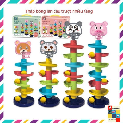 [Siêu sale] Đồ chơi trẻ em Tháp bóng lăn, cầu trượt thả bóng xoay vòng nhiều 7 tầng 7 bóng EASYTOYS giú