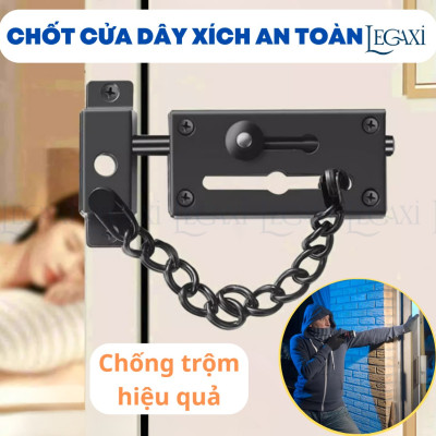 Chốt cửa dây xích, gài cửa chống trộm, khóa gài chặn cửa inox nhà ở, chung cư, phòng ngủ Legaxi