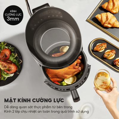 Nồi chiên không dầu Lebenlang LBL8187, 1500W, nồi 5L, mặt kính cường lực, bảo hành 2 năm - hàng chính hãng