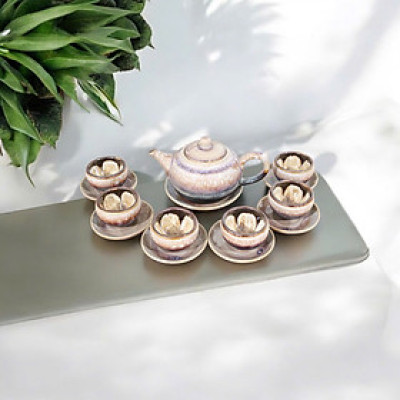 BỘ ẤM CHÉN CAO CẤP MEN HOẢ BIỂN 