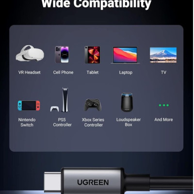 Ugreen 90629 5M 5Gbps Màu Đen Cáp sạc , truyền dữ liệu 2 máy tính 2 đầu USB-C 1 đầu vuông góc 90 độ US551 - Hàng chính hãng