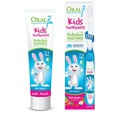 Kem đánh răng trẻ em Oral7 nuốt được, vị trái cây 40ml (cho bé từ 3-12 tuổi)