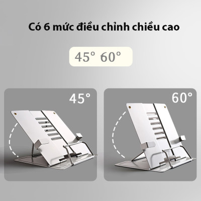 Giá Đỡ đỡ sách, đọc sách, đỡ điện thoại máy tính bảng đa năng chống cận Hợp Kim Nhôm Cao Cấp có thể điều chỉnh chiều cao. Hỗ Trợ Chống Mỏi Cổ, Vai, Gáy. Hàng Chính Hãng KitAcoom
