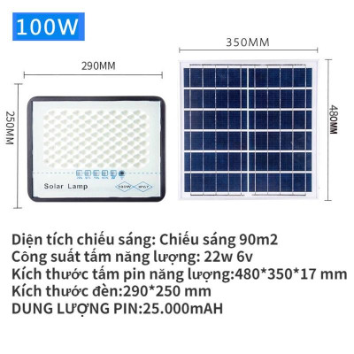 Đèn năng lượng mặt trời đèn chống lóa Solar Light khung nhôm 50W,100W,200W,300W- IP67 bảo hành 2 năm.
