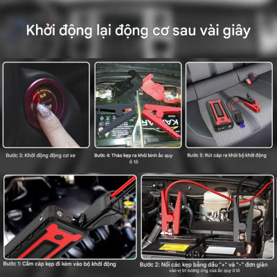 Bộ kích nguồn tô tô Choetech TC0009 2000A sạc pin cầm tay dung lượng 16000mAh tích hợp đèn Led 3 chế độ (Hàng chính hãng)