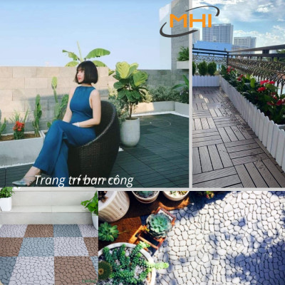 Vỉ Nhựa Lót Sàn Ban Công Kiểu Viên Sỏi. Tấm nhựa lót sàn Nhà Tắm/Hồ Bơi/Sân Thượng/Sân Vườn. Hàng VNXK 