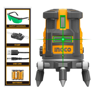 MÁY ĐO MỨC CÂN BẰNG TIA LASER XANH 30M(1 TIA NGANG, 4 TIA DỌC) INGCO HLL305205 - HÀNG CHÍNH HÃNG