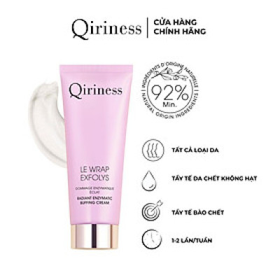 Kem tẩy da chết không hạt làm trắng sáng đều màu da nguồn gốc thiên nhiên Qiriness Radiant Enzymatic Buffing Cream 75ml