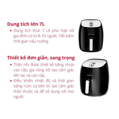 Nồi chiên không dầu cơ dung tích 7 Lít Smartcook AFS-3941 - Hàng chính hãng