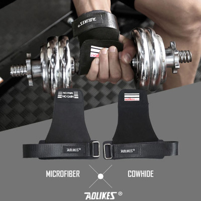 Găng Tay Tập GYM Lifting Grips Aolikes Pro Hở Mu Bàn Tay 7639 AL7639 Kiêm Dây Kéo Lưng