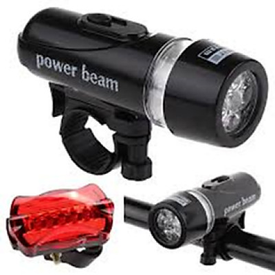 Bộ đèn pin gắn xe đạp và đèn chiếu hậu 5 LED WJ-101 (Đen đỏ) 206211 m