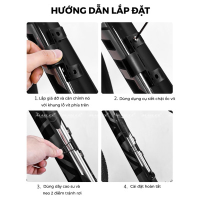 Bơm Xe Đạp Cầm Tay Bơm Lốp Xe Đạp ESL-60P Hợp Kim Nhôm, Bơm Lốp Xe Đạp gắn sườn xe 60 Psi Nhỏ Gọn 2 đầu van riêng (cho van mỹ và van nhọn) - Mai Lee