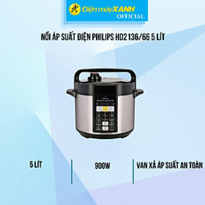 Nồi áp suất điện Philips HD2136/66 5 lít - Hàng Chính Hãng