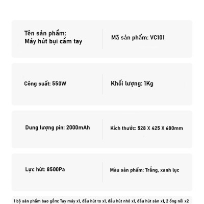 Máy hút bụi cầm tay Rhino VC101 mini gia đình tiện lợi - Hàng chính hãng