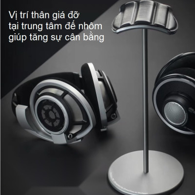 Giá treo tai nghe chụp tai nhôm nguyên khối đầu đỡ lớn bọc da cao cấp - Hàng Chính Hãng