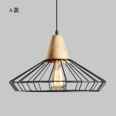 Đèn thả sơn vân gỗ kèm lồng sắt SuperVilightingTHAVAANGOLONGSAT trang trí shop thời trang quán cafe