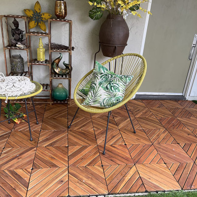 Sàn Gỗ Lót Ban Công Thương Hiệu ANKAN Màu Nâu Vàng Nan Hoa, Vỉ Gỗ Lót Sàn Dùng Để Lót Sân Vườn, Nhà Tắm, Phòng Spa, Có Phủ PU, Siêu Bền, Chống Thấm, Chống Trơn Trượt, Tiêu Chuẩn Xuất Khẩu (1 Vỉ)