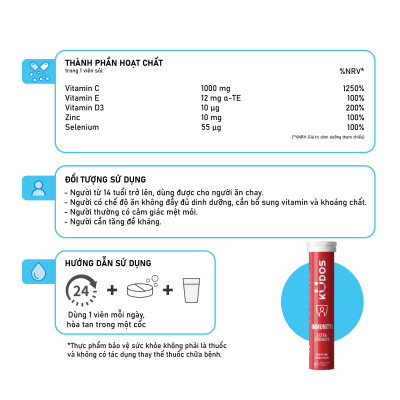 Combo Thực phẩm bảo vệ sức khỏe KUDOS IMMUNITY BOOST EXTRA  STRENGTH + KUDOS DAILY VITAMINS PLUS BIOTIN  & GINSENG (20 viên/ Tuýp)