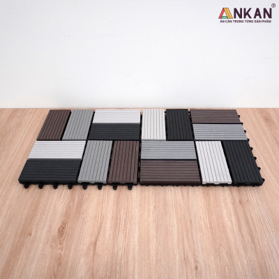 Vỉ Nhựa Lót Sàn Cao Cấp Thương Hiệu ANKAN Bốn Màu Đan Xen, Vỉ Gỗ Nhựa Ngoài Trời, Vỉ Nhựa Lót Sàn Ban Công, Lót Sàn Nhà, Trang Trí Sân Vườn, Lót Sàn Nhà Tắm, Trang Trí Hồ Bơi, Tiệm Spa, (1 vỉ)