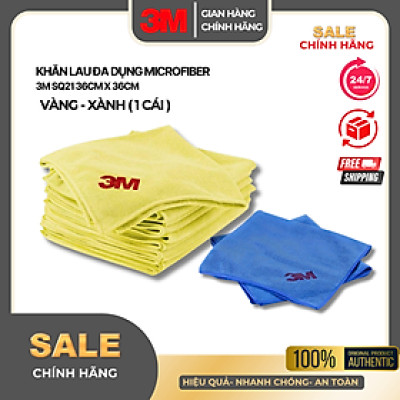Khăn lau ô tô chuyên dụng Microfiber 3M 36x36cm - màu vàng