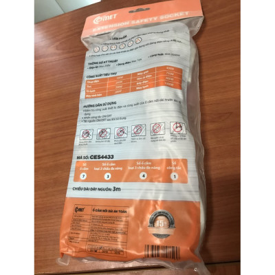 Ổ Cắm Nối Dài Comet CES4433 Dây 3 Mét - Hàng Chính Hãng