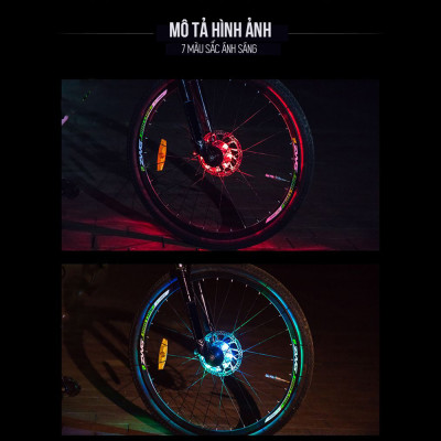 Đèn Led Gắn Bánh Xe Đạp 7 Màu (Trục Giữa phi 19-36mm) Có Sạc Điện USB Chống Nước Trang Trí Cho Xe Đạp Người Lớn Mai Lee