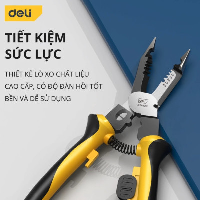Kìm Tuốt Dây Điện Deli Cao Cấp - Kích Thước 9 Inch, Chất Liệu Siêu Bền, Dễ Dàng Cầm Nắm Và Sử Dụng - DL383009