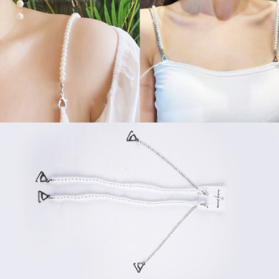 Dây cài áo bra dây áo ngọc trai nhân tạo dây áo ngực điểm nhấn quyến rũ