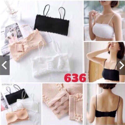  Áo Bra Cotton Tăm Phối Ren Viền Cài Sau Siêu Mềm