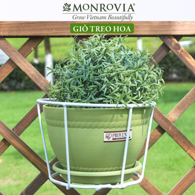 Combo 3 Giỏ treo chậu hoa ban công MONROVIA, giỏ sắt treo chậu hoa ban công, chậu treo ban công, kệ treo ban công, móc treo, khung thép, sơn tĩnh điện chính hãng thương hiệu MONROVIA 