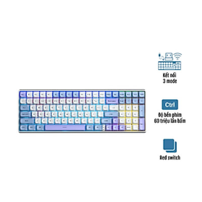 Bàn phím cơ Gaming không dây AULA S100 PRO 3 MODE (Phiên bản Xanh dương+trắng+tím/ Red switch) - Hàng Chính Hãng