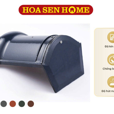 Ngói cuối nóc tráng men cao cấp Lustime  300x200-235x90mm, , men bóng cao cấp, bền đẹp, chống thấm, chống rêu mốc - hàng chính hãng