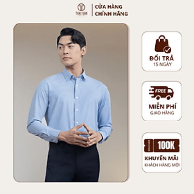 Áo sơ mi nam xanh sọc trắng tay dài | Lịch lãm, nam tính, lịch sự - Thời trang Công Sở/Dạo phố
