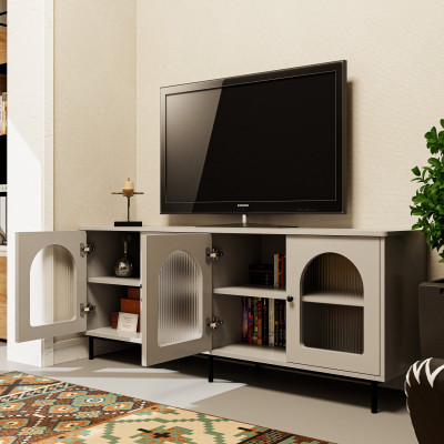 [Happy Home Furniture] SISEEL, Kệ TV 4 cánh mở - chân sắt, 160cm x 40cm x 64cm ( DxRxC), KTV_051