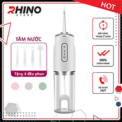 Máy tăm nước rửa răng thông minh Rhino WT101 220ml xịt nước chăm sóc răng miệng cầm tay, 3 chế độ có thể sạc - Hàng chính hãng