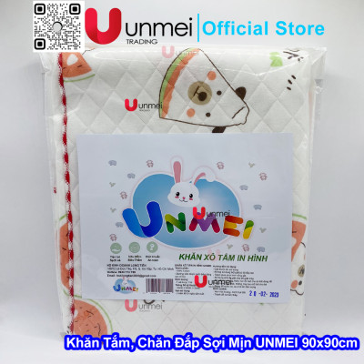 (Hàng Cao Cấp) Khăn Tắm, Chăn Đắp Unmei 3 Lớp Vải Xô Mềm, Thấm Hút Và Thoáng Khí Cho Bé Từ Sơ Sinh (Kích thước 90x90)