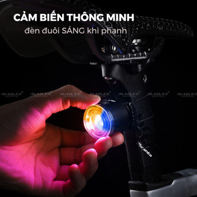 Đèn Hậu Xe Đạp Thông Minh SR4 PRO Cảm Biến Phanh dung lượng 400 mAh thời gian sử dụng lên đến 12h (2 lựa chọn Màu đỏ/ 7 Màu Sắc) An Toàn Đi Đêm - Mai Lee