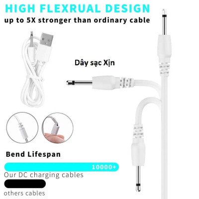 Dây sạc máy massage USB 10 tốc độ, dành cho các loại máy massage mặt mắt body toàn thân đầu nhọn (Hàng Chính Hãng)