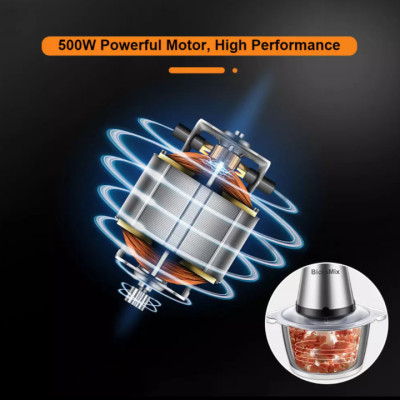 Máy xay thịt, rau củ quả thương hiệu Biolomix BC615 - Công suất: 500W, hai chế độ xay - HÀNG NHẬP KHẨU