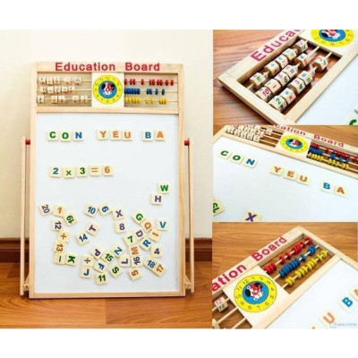 BẢNG HỌC GHÉP SỐ VÀ CHỮ 2 MẶT NAM CHÂM BẰNG GỖ
