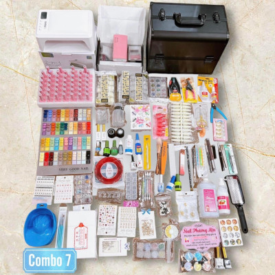 Combo Đồ Nghề Làm Nail Cao Cấp Số 7 Nail Phương Miu, Máy Hơ T8, Máy Mài US801, Cốp Nhôm 3 Tầng, Bộ Đồ Nail Chuyên Nghiệp