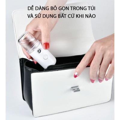 Sản phẩm dụng cụ trang điểm làm đẹp - Xịt khoáng nano mini cầm tay , xịt  phun sương mặt , cấp ẩm , mịn màng ,mát mẻ , không bị khô ,hợp với người ngồi văn phòng , thiết kế nhỏ gọn dễ mang theo mọi nơi