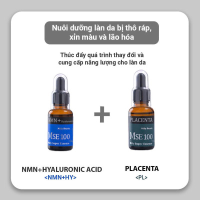 Bộ quà tặng MSE100 tinh chất phục hồi trẻ hóa da NMN+HY 30ml + MSE100 tinh chất nhau thai tái sinh Placenta 30ml - Mōly Beauty
