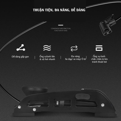 Bơm Đạp Chân 2 Nòng Xilanh 6 Bar 170 PSI Siêu Bơm Chất Lượng Cao Cho Xe Đạp, Xe Máy, Xe Ô tô, Xe Hơi Đa Năng Dễ Dàng Xếp Gọn Và Sử Dụng Tặng Kèm 3 Chốt Chân Lỗ Bơm Super Pump Mai Lee  J055B