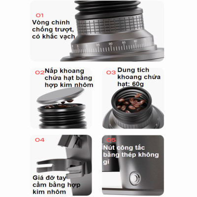 Máy xay hạt cà phê chuyên nghiệp Single Dose, 150 cấp độ xay vô cấp. Thương hiệu Mỹ cao cấp HiBREW - G10. HÀNG CHÍNH HÃNG