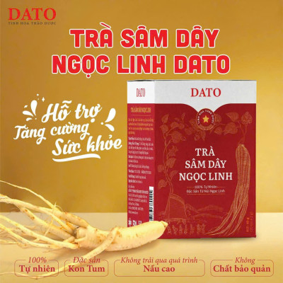 Trà sâm dây Ngọc Linh DATO 25 gói x2g, Trà túi lọc, Tăng cường sức khỏe, giảm căng thẳng, stress, ngăn ngừa ung thư