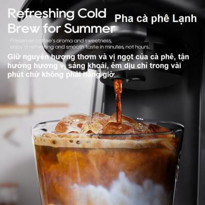 Máy pha cà phê 4 trong 1, Espresso, Viên Nén Nespresso, Nescafe Dolce, Kcup Thương hiệu Mỹ cao cấp HiBREW - H6 - HÀNG CHÍNH HÃNG