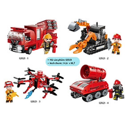 12021 Qman Bộ Xếp Hình Mô Hình Cứu Hỏa Roaring Flame Pioneer - giao lẻ ngẫu nhiên