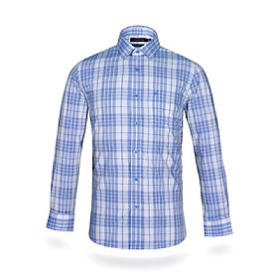 Áo sơ mi nam KHATOCO dài tay kẻ caro A1MD498T1-CNCR090-2409-D